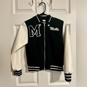 Kids Marshmello Varsity Jacket - Black and White